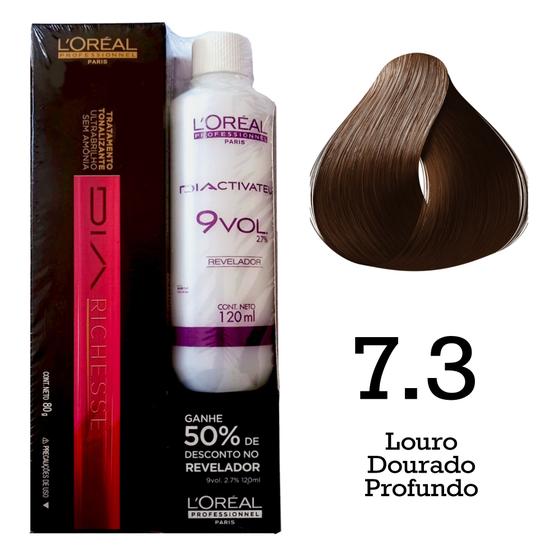 Imagem de Kit Tonalizante Diarichesse 7.3 Louro Dourado Profundo 80g + Revelador 9 de 120ml  L'Oréal Professionnel