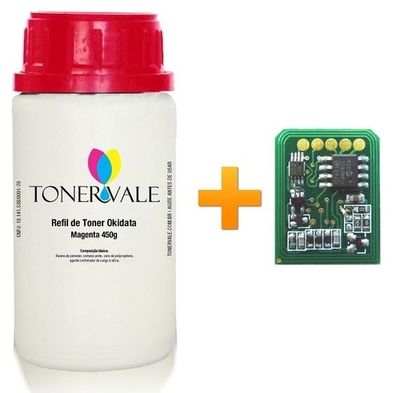 Imagem de Kit Toner Refil + Chip TankFull Para Okidata C9600n C9800 Magenta - 42918902 Dose Única