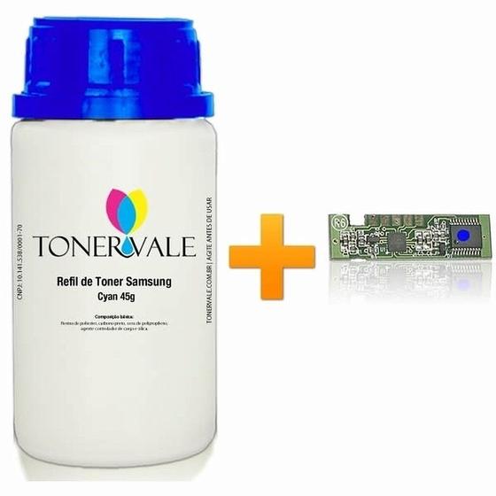 Imagem de Kit Toner Refil + Chip Toner TankFull Para Samsung CLT-C406S Ciano - SL C410W SL C460W, CLP-365 Dose Única