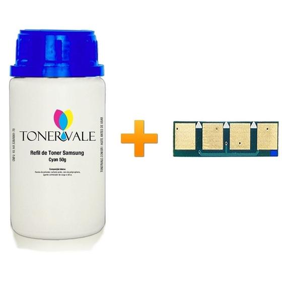 Imagem de Kit Toner Refil + Chip Toner TankFull Para Samsung CLT-C407S Ciano - CLP-325 CLX-3185N CLP-325W CLX-3185FW CLX-3185 CLP-