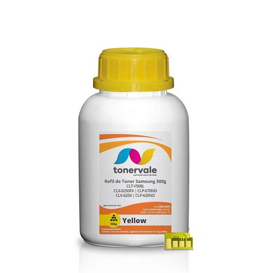 Imagem de Kit Toner Refil + Chip Toner TankFull Para Samsung CLT-Y508L Amarelo - CLX-6250FX CLP-670 CLX-6220 CLP-620ND de 500g