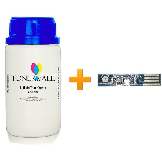 Imagem de Kit Toner Refil + Chip Toner TankFull Para Xerox Phaser 6500 6505 6500N 6505N - 106R01594 Ciano Dose Única