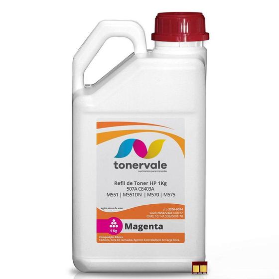 Imagem de Kit Toner Refil TankFull Para HP 507A CE403A Magenta + 6 Chip - HP M551 M551DN M570 M500 de 1kg