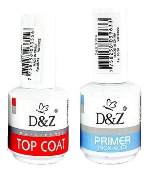 Imagem de Kit Top Coat + Primer D&Z Unhas Gel Blindagem Dz Alongamento