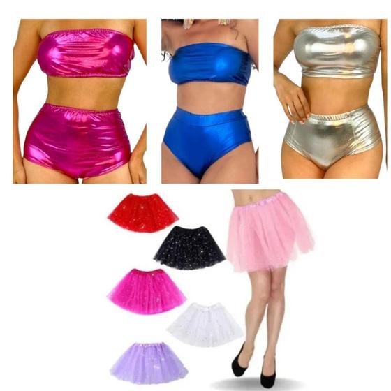 Imagem de KIT Top_Hot Pants Bandeau_Saia_Carnaval -Cores Sortidas - SMACTUDO