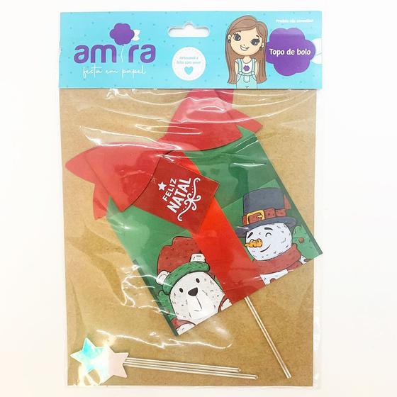 Imagem de Kit Topo de Bolo Presente de Natal Verde - 20cm - 3 unidades - Amora - Rizzo