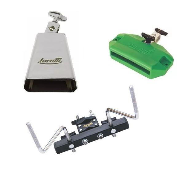 Imagem de Kit torelli rack duplo ta452 + jam block agudo to008 + cowbell to054