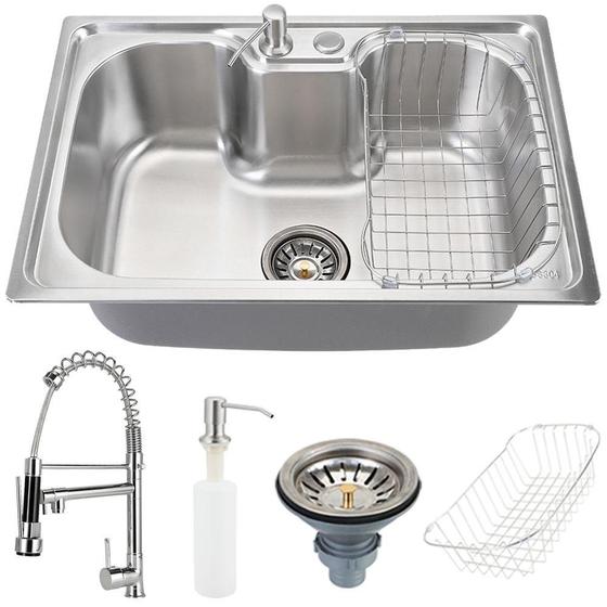 Imagem de Kit Torneira gourmet e cuba inox Carajás com acessórios para cozinha 