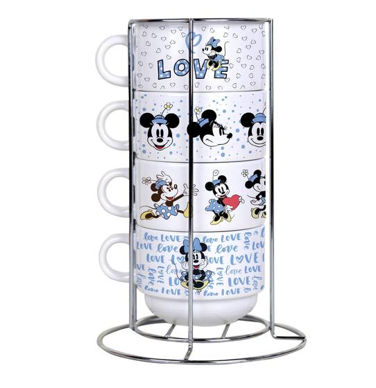 Imagem de Kit Torre Com 4 xícaras de Porcelana Louça Com Suporte  Personalizado  Mickey e Minnie