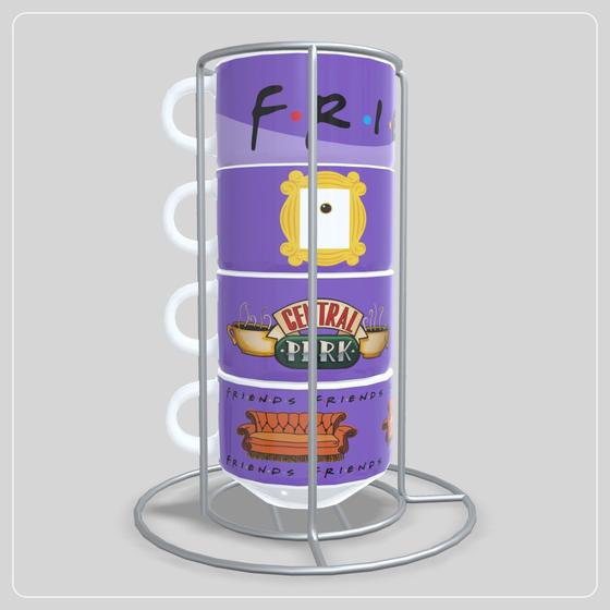 Imagem de Kit Torre com 4 Xícaras Personalizada com Suporte Série Friends