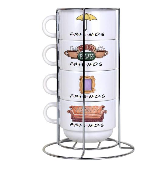 Imagem de Kit Torre com 4 Xícaras Personalizada Série Friends  com Suporte