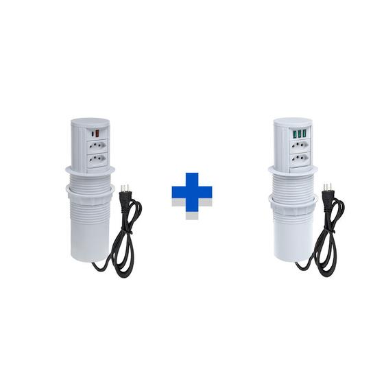 Imagem de Kit Torres De Tomadas Automático 2 Tom 20A 2USB 9.0A e 3USB