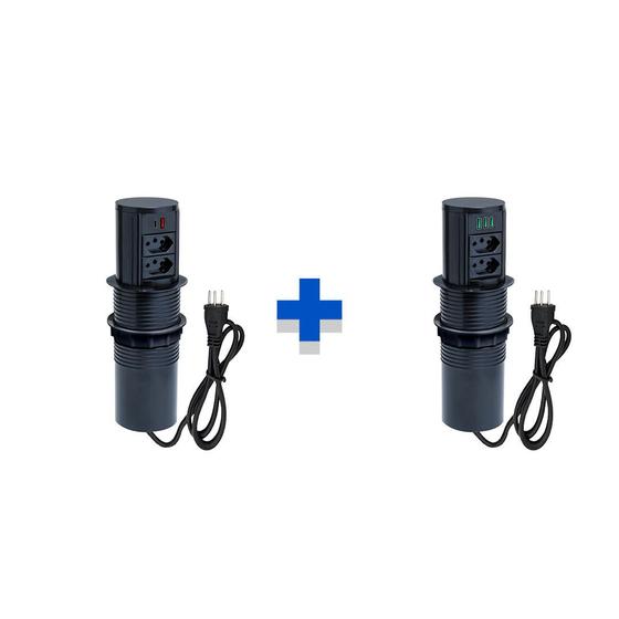 Imagem de Kit Torres De Tomadas Automático 2 Tom 20A 2USB 9.0A e 3USB