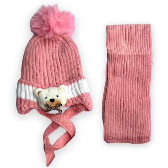 Imagem de Kit Touca Cachecol Infantil Menino Menina Inverno Quentinha Frio