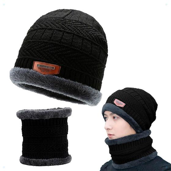 Imagem de Kit Touca De Frio E Gola Cachecol Adulto Unissex Pelúcia - Inverno, Toca, Forrada, Balaclava, Pelúcia, Gorro