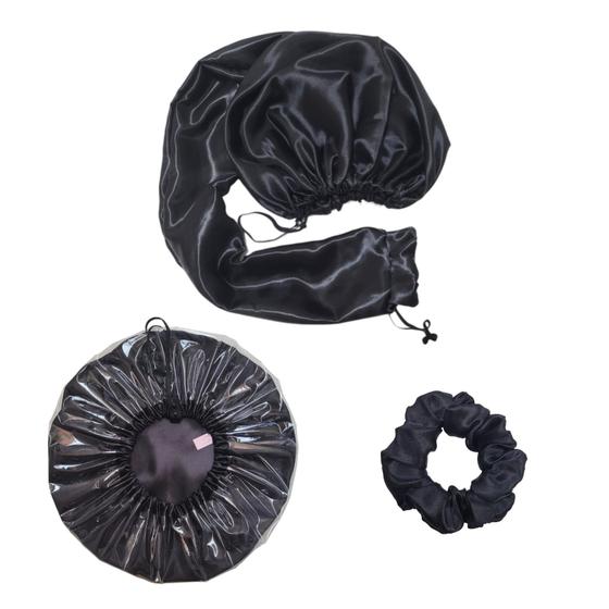 Imagem de Kit Touca Difusora Touca de Banho Forrada com Cetim Xuxinha