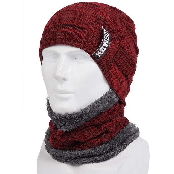 Imagem de Kit Touca Gorro Cachecol Gola Forrada Inverno Frio Unissex