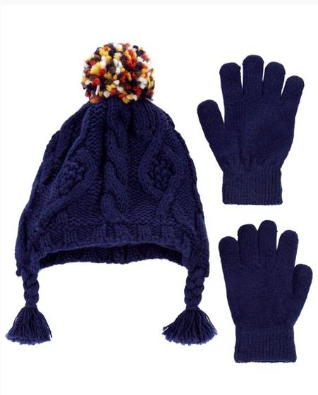 Imagem de Kit Touca Gorro E Luvas Inverno Frio 4 A 7 Anos Carters