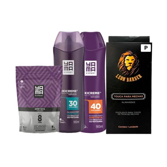 Imagem de Kit Touca Leon Barber P + Pó Yamá 300g + Ox Yamá 900ml