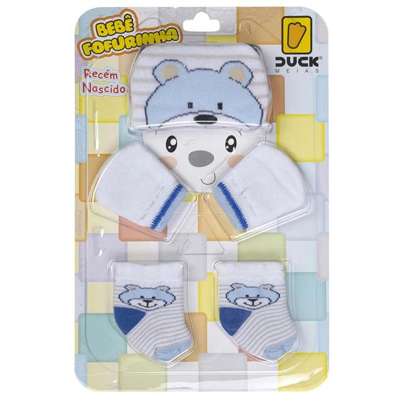 Imagem de kit Touca, Luva e Meia Bebê RN Duck