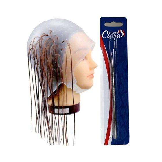 Imagem de Kit Touca para Cabelo Luzes Mechas e Reflexo com Agulha