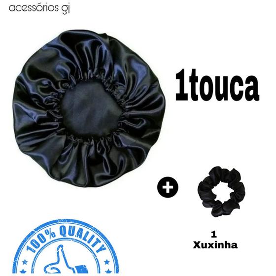 Imagem de kit touca/toca de cetim seda para dormir hidratar antfrizz + xuxinha /599