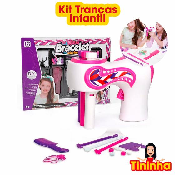 Imagem de Kit Tranças Infantil Automática Máquina de Trançar Cabelo Eletrica Brinquedo de Fazer Trança