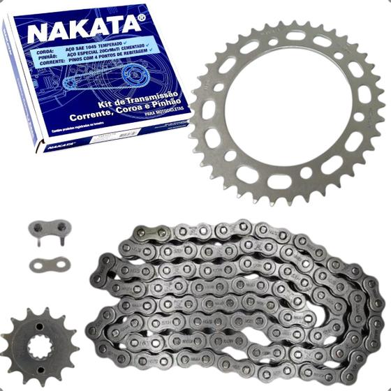 Imagem de Kit Transmissao Relação Coroa Pinhao Corrente C/ oring Nakata Honda XRE 300 2009 A 2021