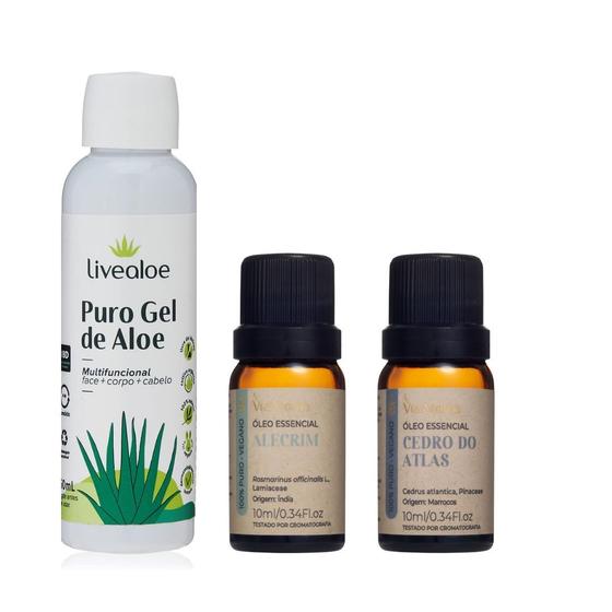 Imagem de Kit Tratamento Cabelos Com Queda Loção de Aloe Vera, Alecrim e Cedro