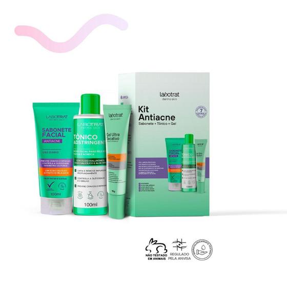 Imagem de Kit Tratamento Facial Antiacne Tônico Gel Secante e Sabonete - LABOTRAT