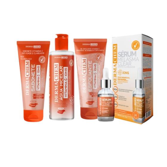 Imagem de Kit Tratamento  Facial Clareador com Vitamina C  para Peles com Manchas  Dermachem 4 produtos