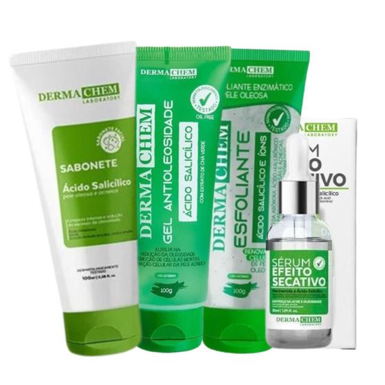 Imagem de Kit Tratamento Facial para Peles com Acne e Oleosas Dermachem 4 produtos