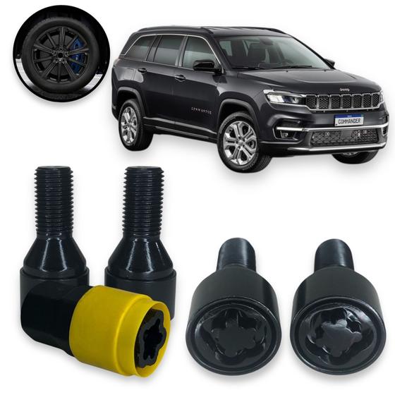 Imagem de Kit Trava Parafuso Roda Antifurto 1011B Cabeça Giratória Preto Jeep Commander