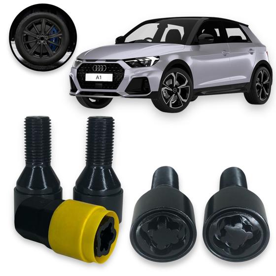 Imagem de Kit Trava Parafuso Roda Antifurto 1013B Cabeça Giratória Preto Audi A1