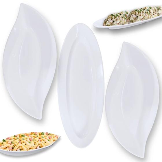 Imagem de Kit Travessa Oval 60 Cm + 2 Pratos Folha 50 Cm Melamina para Buffet Restaurante Profissional  Bestfer 