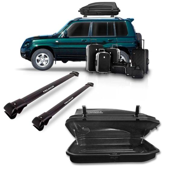 Imagem de Kit travessa pajero sport aluminio preta com maleiro 270 litros