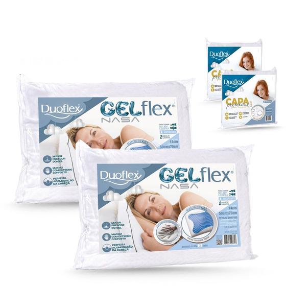 Imagem de Kit Travesseiro Gelflex Nasa Duoflex mais Capa Protetora