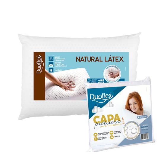 Imagem de Kit Travesseiro Látex Natural Médio + Capa Impermeável