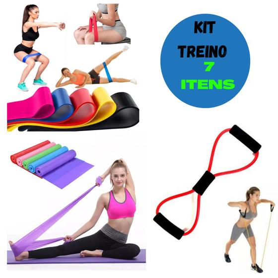 kit Treino com 7 produtos Academia em Casa Menor preço em kit Treino com 7 produtos Academia em Casa