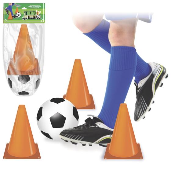 Imagem de Kit Treino De Futebol Infantil Cones Bola De Vinil Agilidade - Apolo Brinquedos