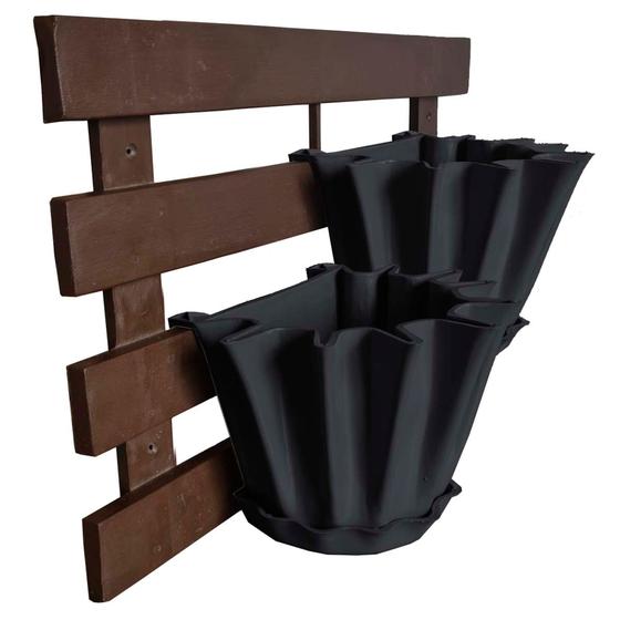 Imagem de Kit Treliça e Vasos de parede - Jardim Vertical - Plástico reciclado - Treliça Marrom