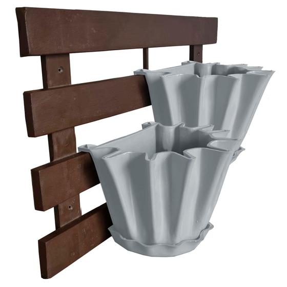 Imagem de Kit Treliça e Vasos de parede - Jardim Vertical - Plástico reciclado - Treliça Marrom