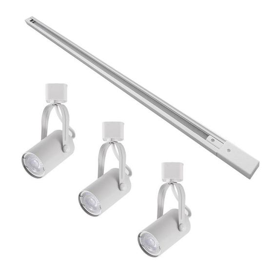 Kit Trilho 1 Metro com 3 Spots Nordecor MR16 GU10 Bivolt Branco Menor preço em Kit Trilho 1 Metro com 3 Spots Nordecor MR16 GU10 Bivolt Branco