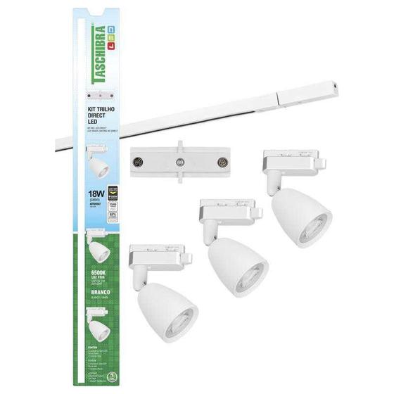 Imagem de Kit trilho eletrico led com 3 spots 6w 6500k branco  15090234   taschibra