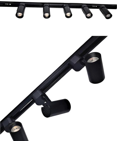 Kit Trilho Eletrificado 1 Metro + 3 Spots Led 7w 3000k - Preto Menor preço em Kit Trilho Eletrificado 1 Metro + 3 Spots Led 7w 3000k - Preto