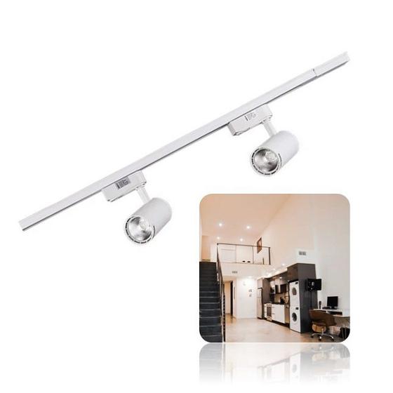 Imagem de Kit Trilho Eletrificado 1 Metro Com 2 Spots Direcionavel Branco Led 7W 6500K