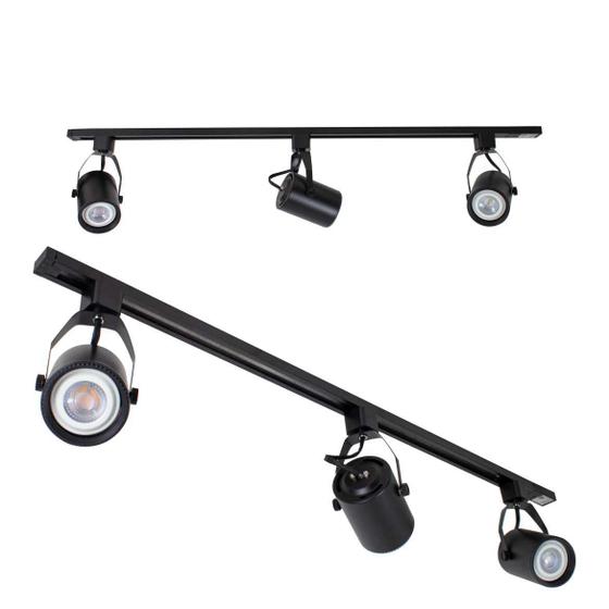 Imagem de Kit Trilho Eletrificado 1m + 3 Spot Preto + 3 LED Par20 6500k St1978