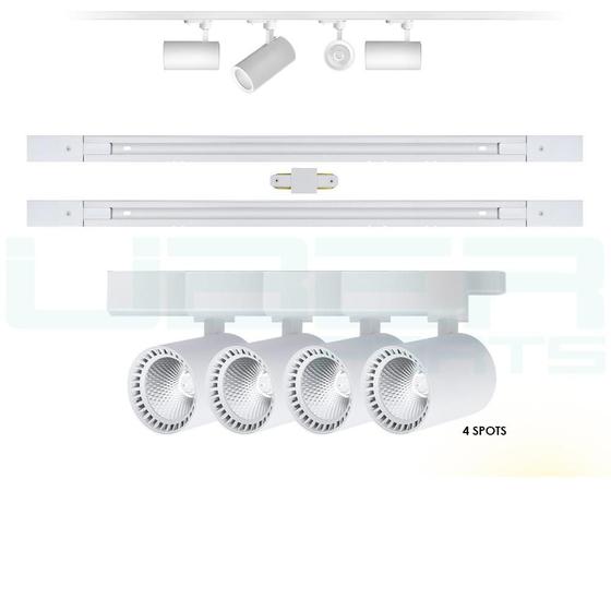 Imagem de kit Trilho Eletrificado 1Metro + 4 Spots led 10w Branco Bivolt BQ 3000k