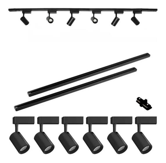 Menor preço em Kit Trilho Eletrificado 2M com 6 Spots de 7w Branco frio 6500k
