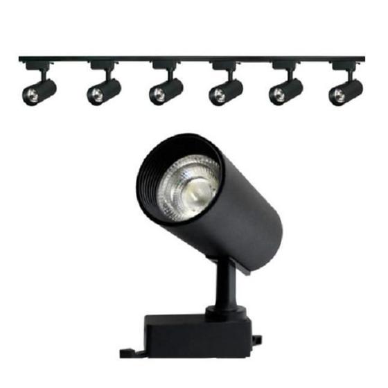 Imagem de Kit Trilho Eletrificado 2M Preto + 6 Spots Led 7W Luz 6500K